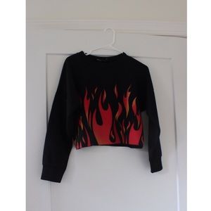 Flame Cropped Sweatshirt